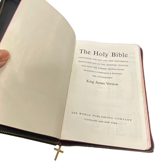 Vintage 50s WorldBible Black Leather Zippered Red Letter Edition RLE - Picture 10 of 15